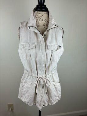 Max Jeans Linen-blend Safari/utility Vest in Off-White-Woman’s Large